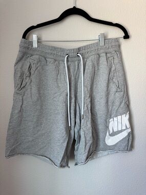 Nike Light Gray Athletic Fleece Shorts with White Logo